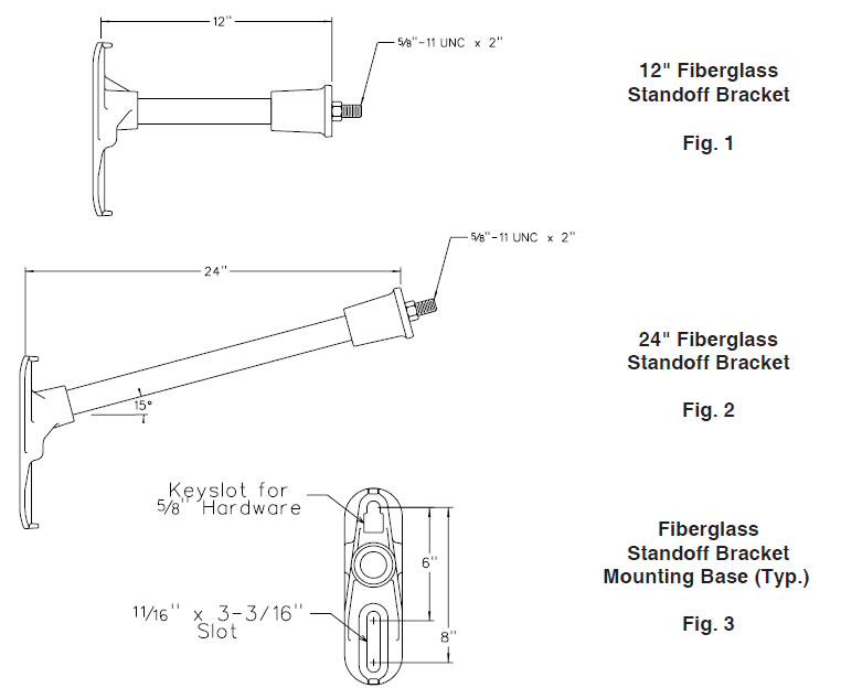 Fiberguide Rack Standoff 170001.1 Fiberglass Communications Standoff Brackets