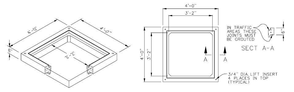 780719.1 Precast Reinforced Conc Vault Risers, 4'-0 Sqr & 4'-8 Sqr, 6 ...