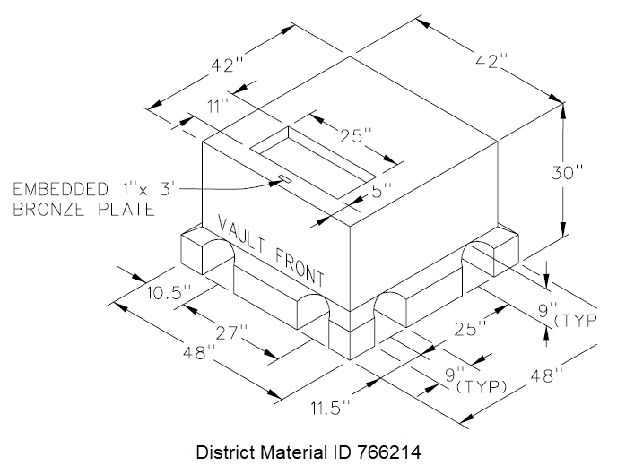 Figure showing 42 by 42 inch j-box vault